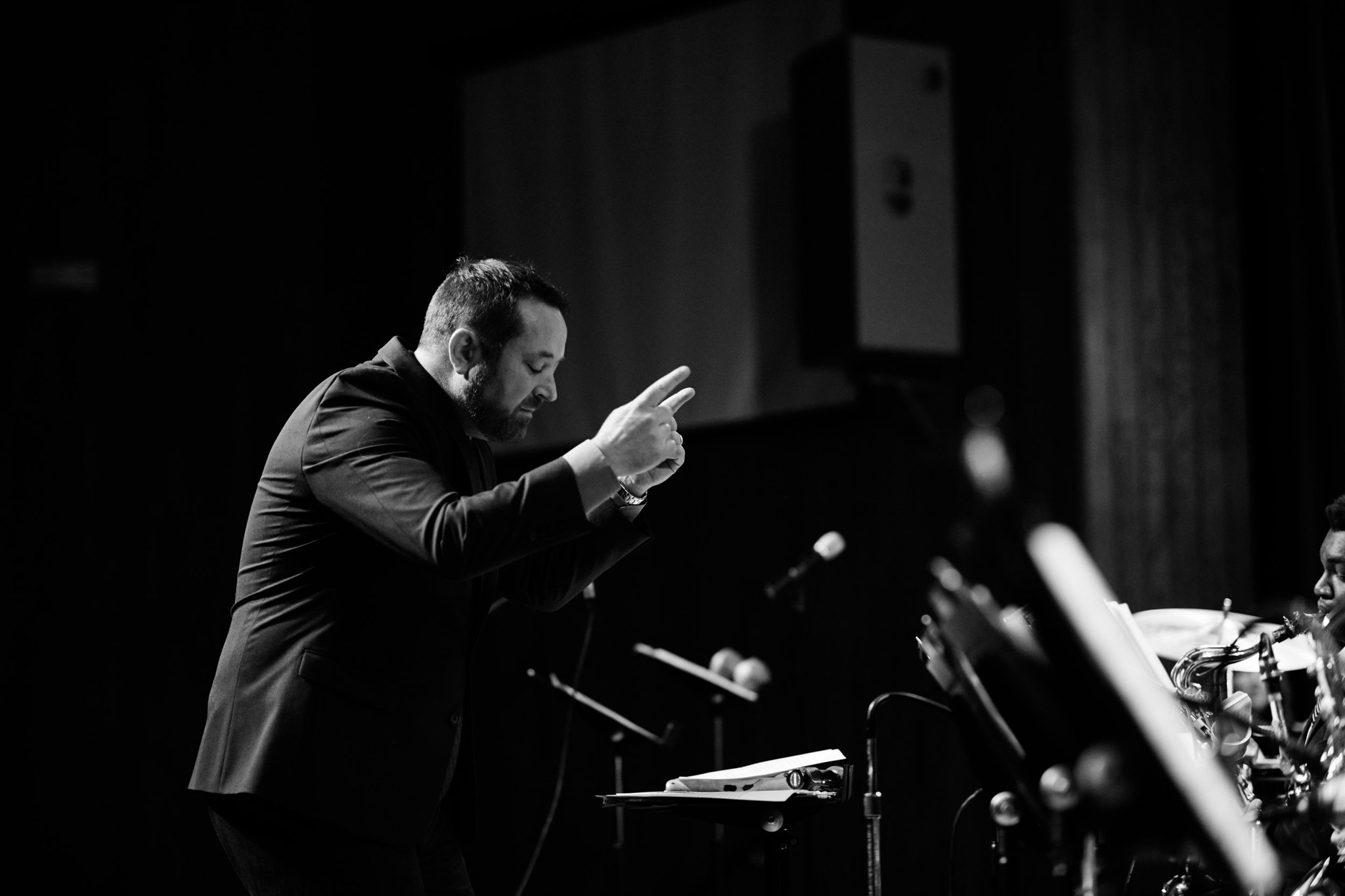 b&w image of conductor